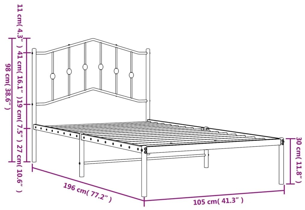 Estrutura de cama com cabeceira 100x190 cm metal preto