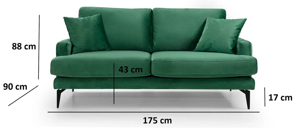 Sofá de 2 Lugares Papira – Verde – 175x90x88 cm