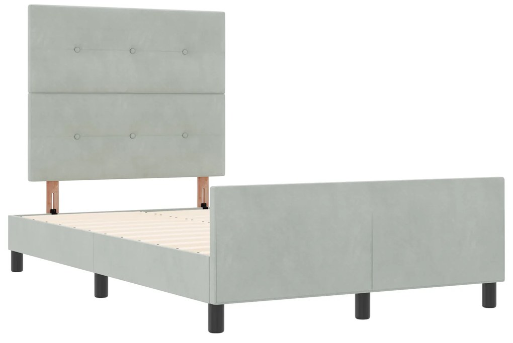 Cama vidaXL Cinza Claro 120x190 cm Veludo