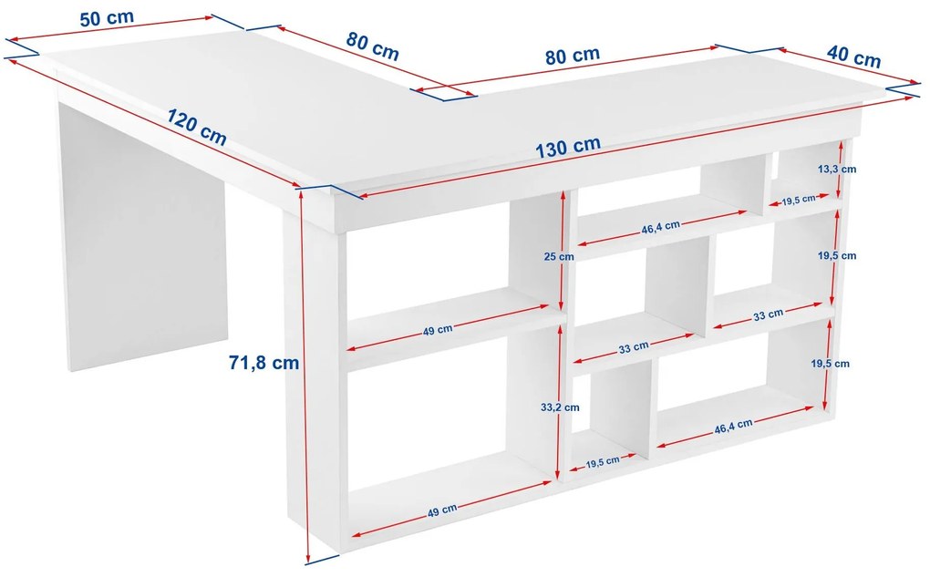 Secretária de Estudo Vesper - Branco e Pinho Atlântico - 130x72x50cm