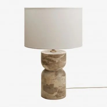Candeeiro De Mesa Em Pedra Natural Diniz Branco Ø30 Cm - ↑20 Cm Arlina & Mármore Bege Panther - Sklum
