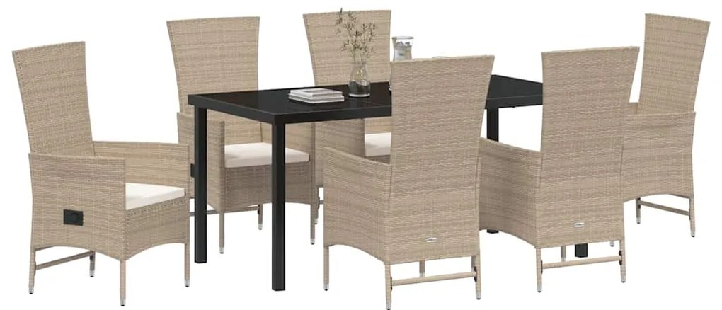Conjunto de Cadeiras Externas 7 pcs Bege, Branco Creme