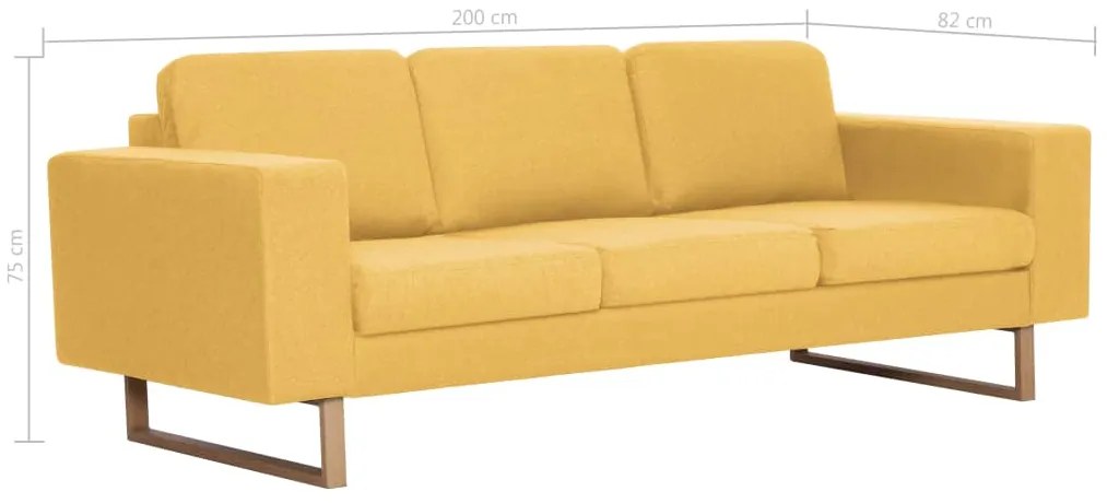 Sofá de 3 lugares em tecido amarelo