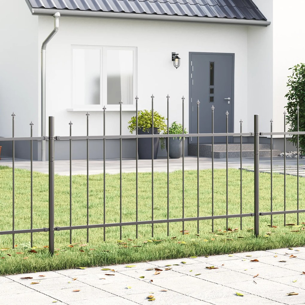 Cerca para Jardim vidaXL com Topo em Arco Cinza 6,8x1 m em Aço
