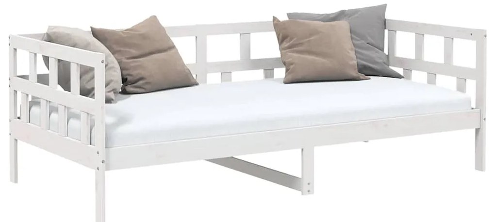 Sofá-cama 90x190 cm madeira de pinho maciça branco
