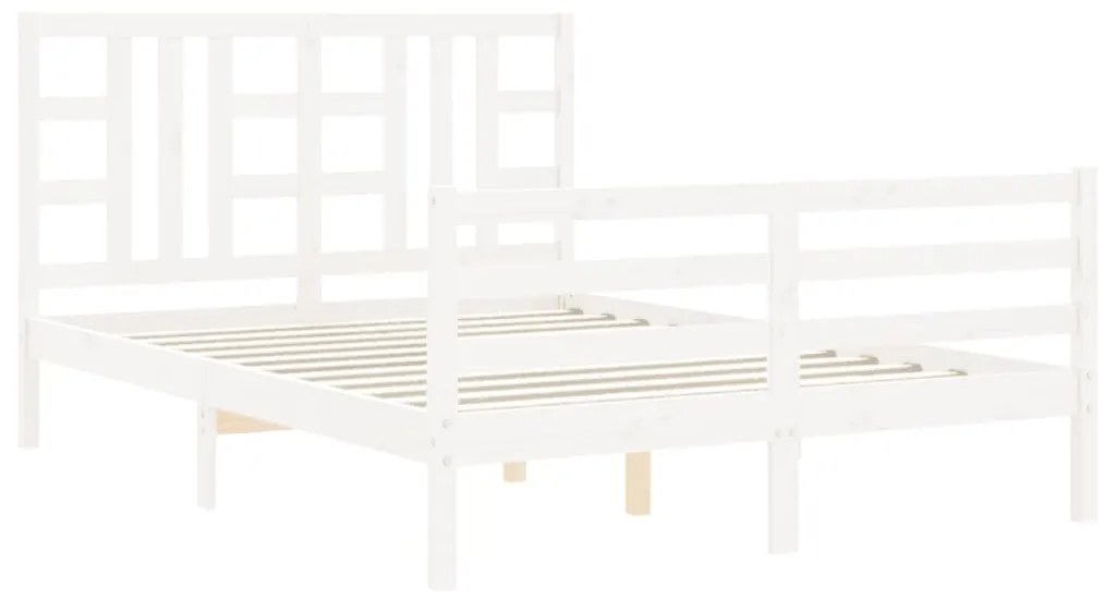 Estrutura de cama com cabeceira 140x200cm madeira maciça branco