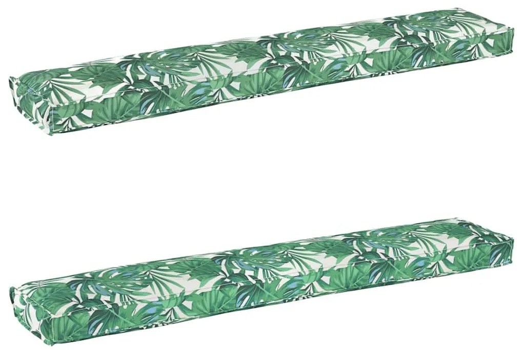 Almofadas de Palete para Banco 2 pcs Padrão de Folhas 200x40x8 cm Teci