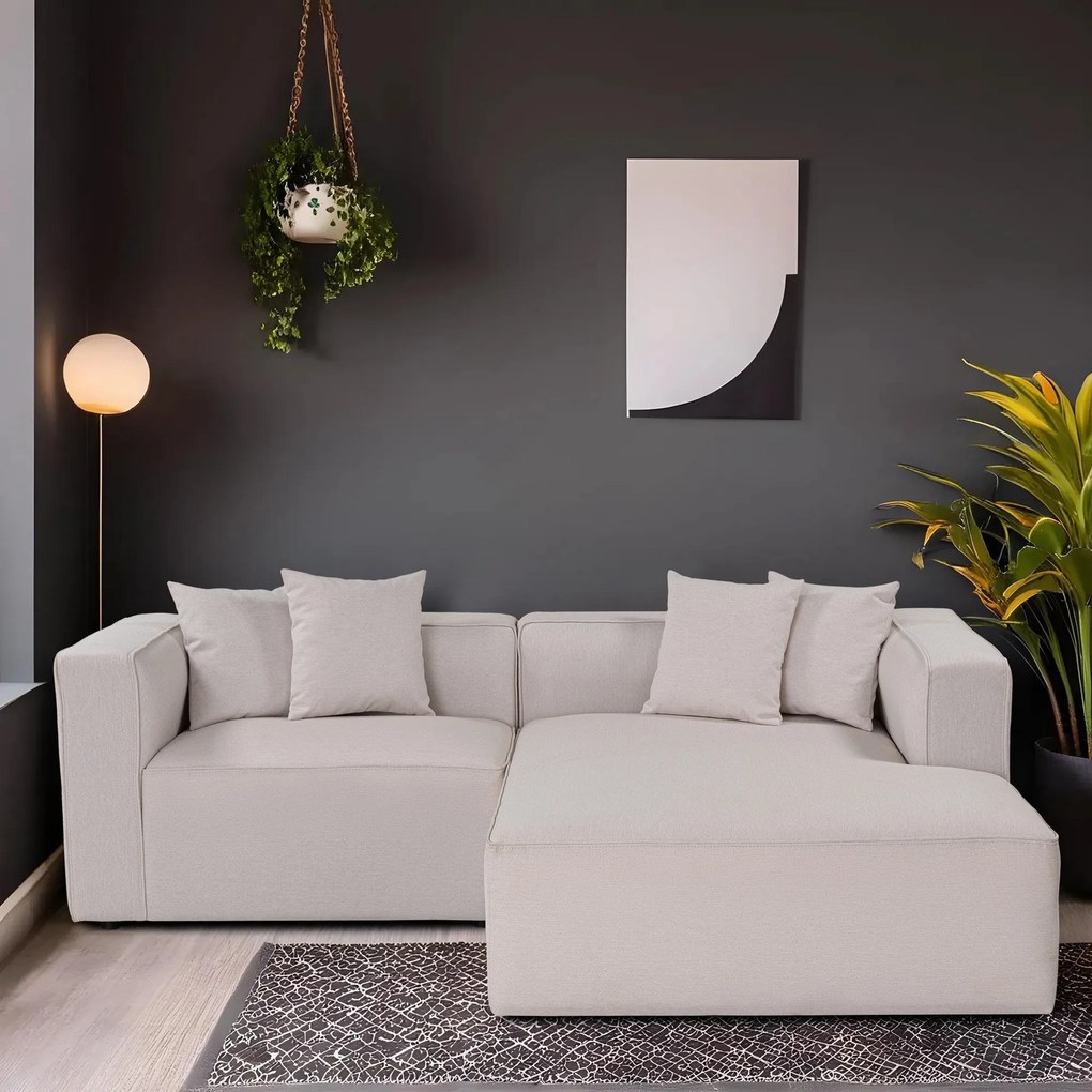 Sofá de Canto Mora – Ecru – 230x69x180 cm