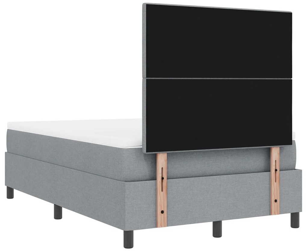 Cama Box Spring com Colchão Cinza Claro 120x200 cm Tecido