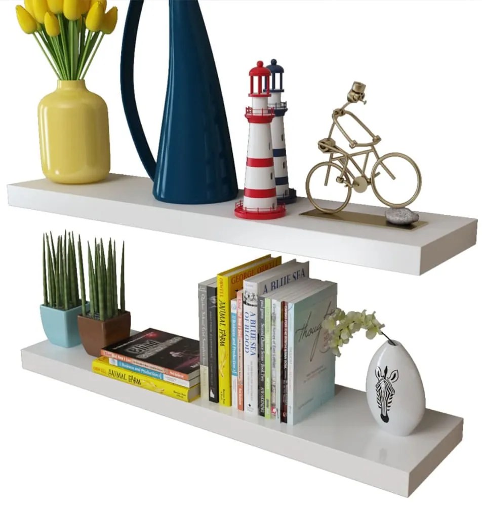 Prateleiras de parede 4 pcs branco 80 cm
