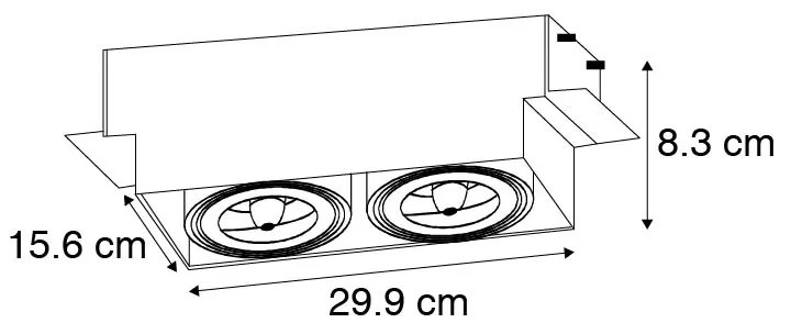 Foco de encastrar preto AR111 orientável 2-luzes trimless - ONEON Moderno