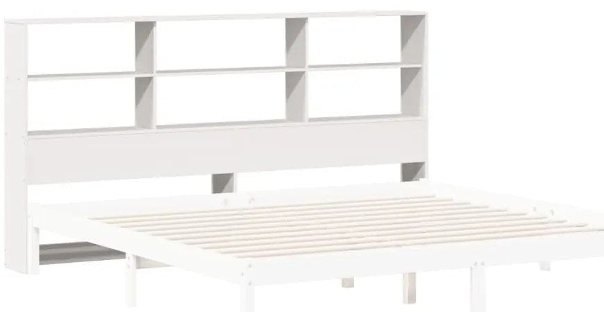 Cabeceira com arrumação 200 cm madeira de pinho maciça branco