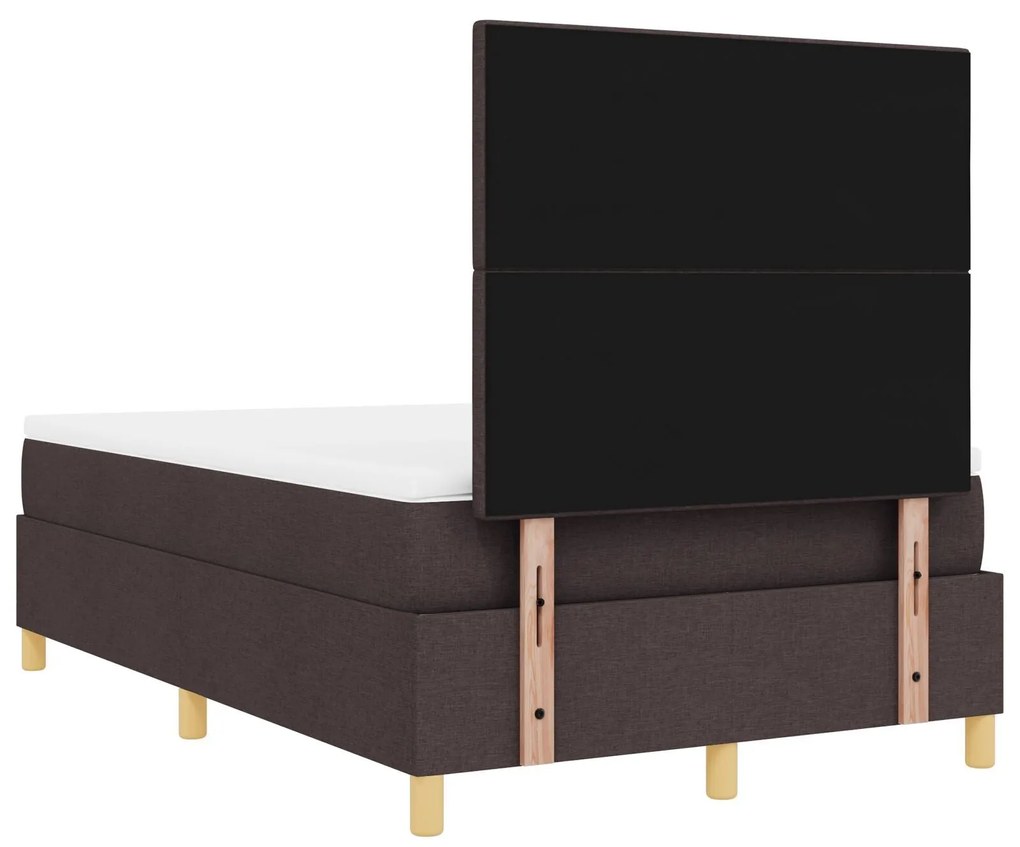 Cama Box Spring com Colchão Marrom Escuro 120x200 cm Tecido