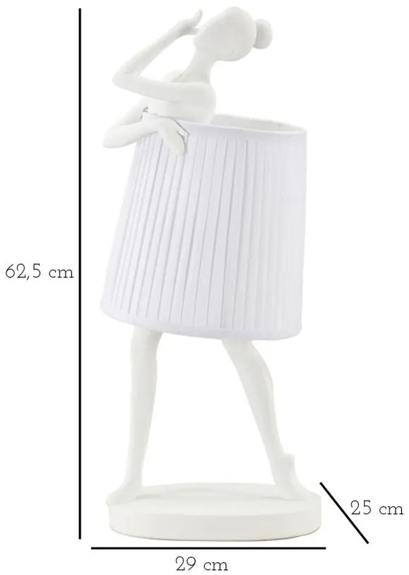 Candeeiro de Mesa "Ballet" — Ø 29x25x62,5 cm — Resina Branca e Abat-jo