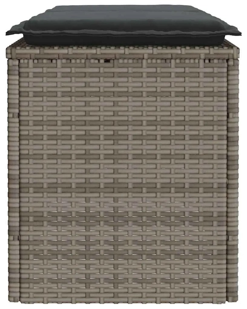 Banco de jardim com almofadão 110x40x44 cm vime PE cinzento