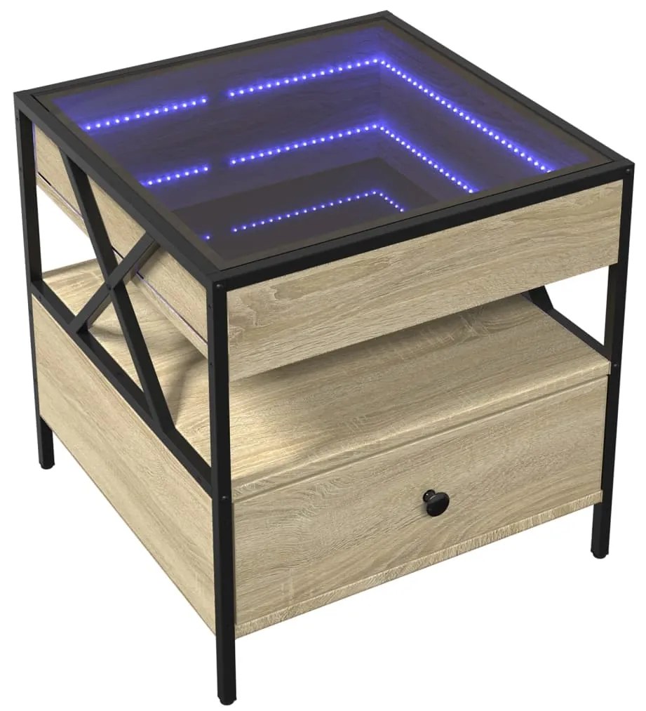 Mesa de centro luzes LED Infinity 50x50x51 cm carvalho sonoma