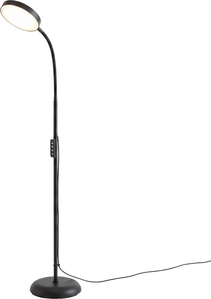 Candeeiro de pé LED com regulador de intensidade 22 x 22 x 170 cm, candeeiro de leitura giratório a 360°, para sala de esta, preto