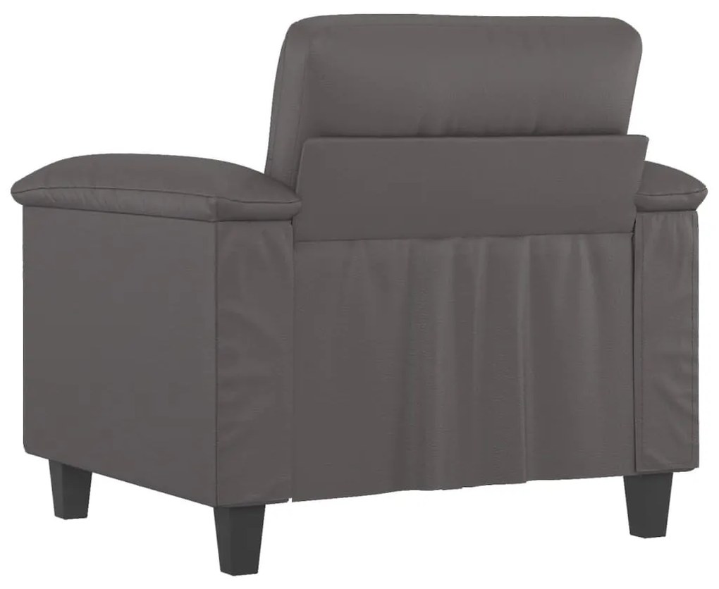 Poltrona 60 cm couro artificial cinzento