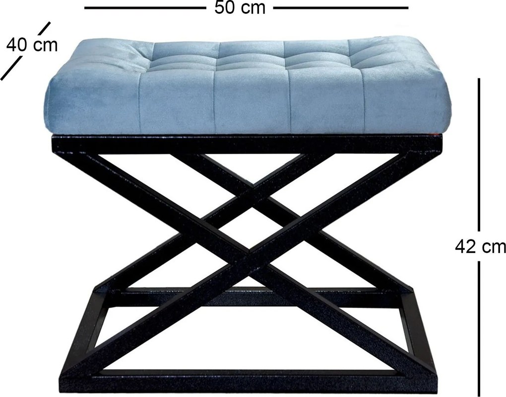 Pouffe Capraz – Preto e Turquesa – 50 cm x 42 cm x 40 cm