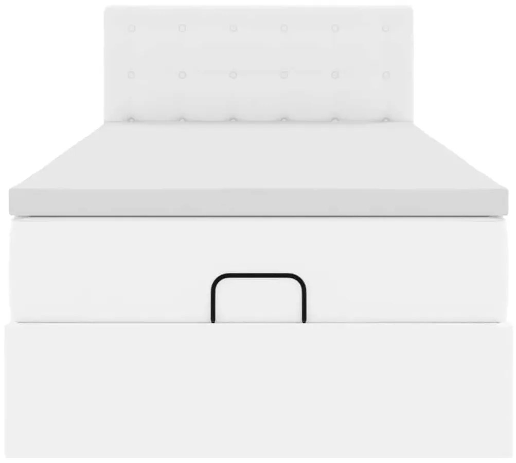 Cama otomana com colchão 100x200 cm couro artificial branco