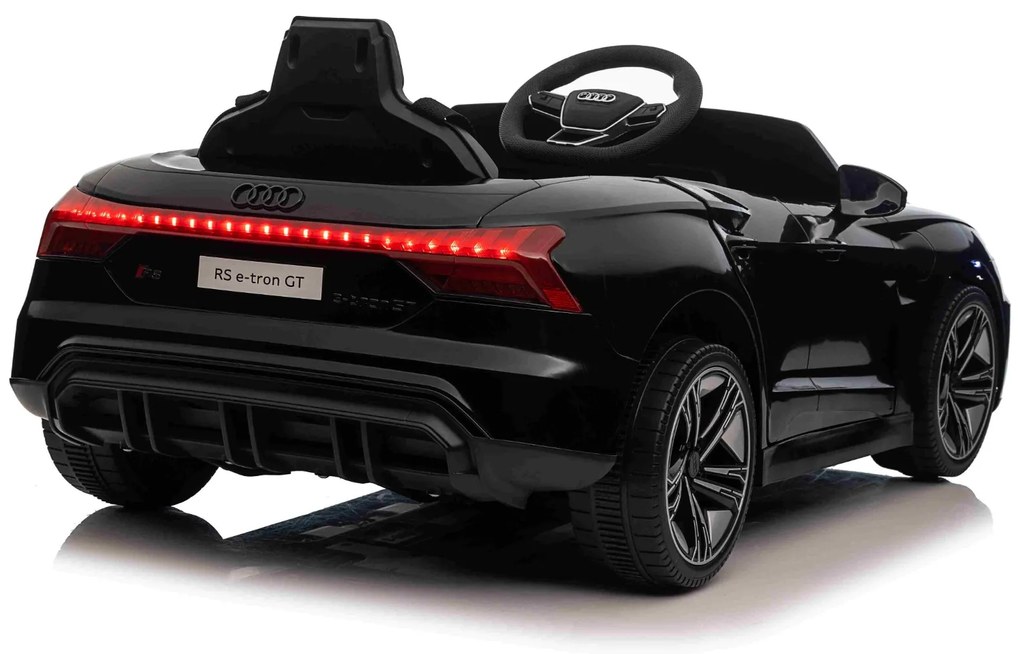 Carro elétrico para crianças Audi RS E-tron GT 12V, controlo remoto, USB / AUX, Bluetooth, bateria de lítio, luzes LED licença ORIGINAL Preto