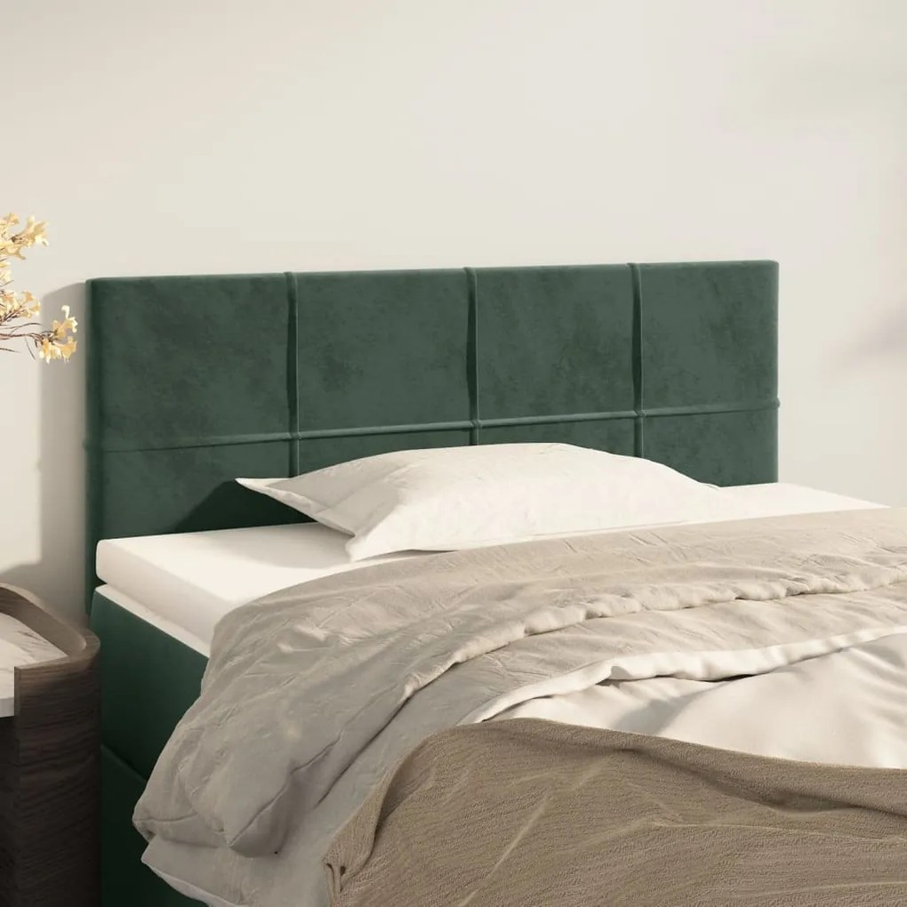 Cabeceira de cama veludo 80x5x78/88 cm verde-escuro