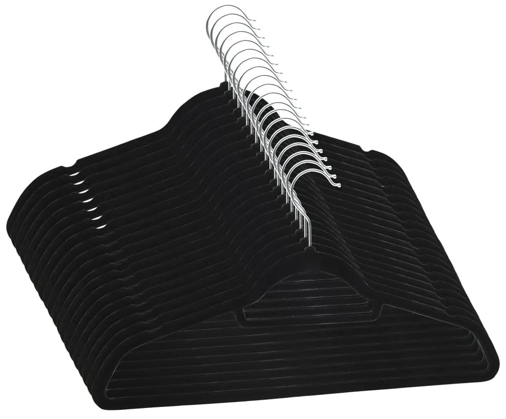 20 pcs conjunto de cabides antiderrapantes veludo preto