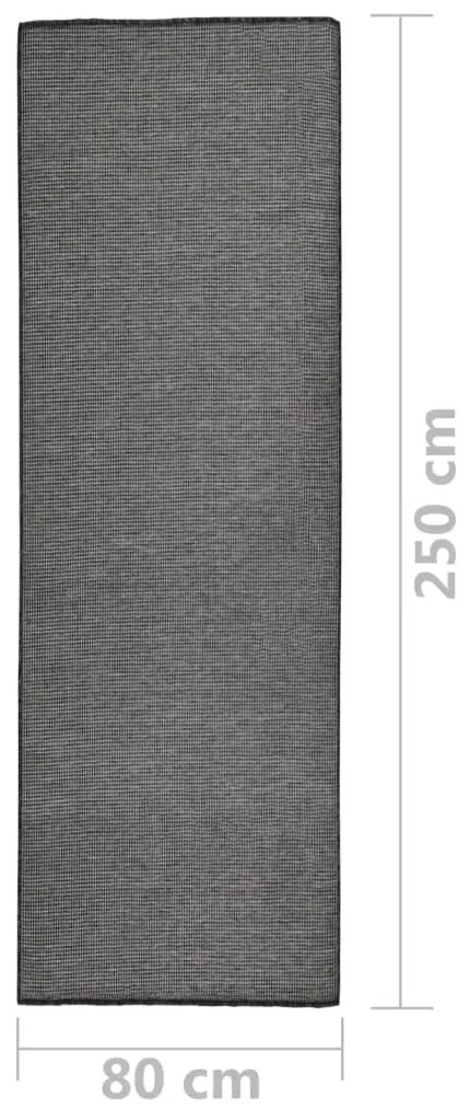 Tapete de tecido plano para exterior 80x250 cm cinzento