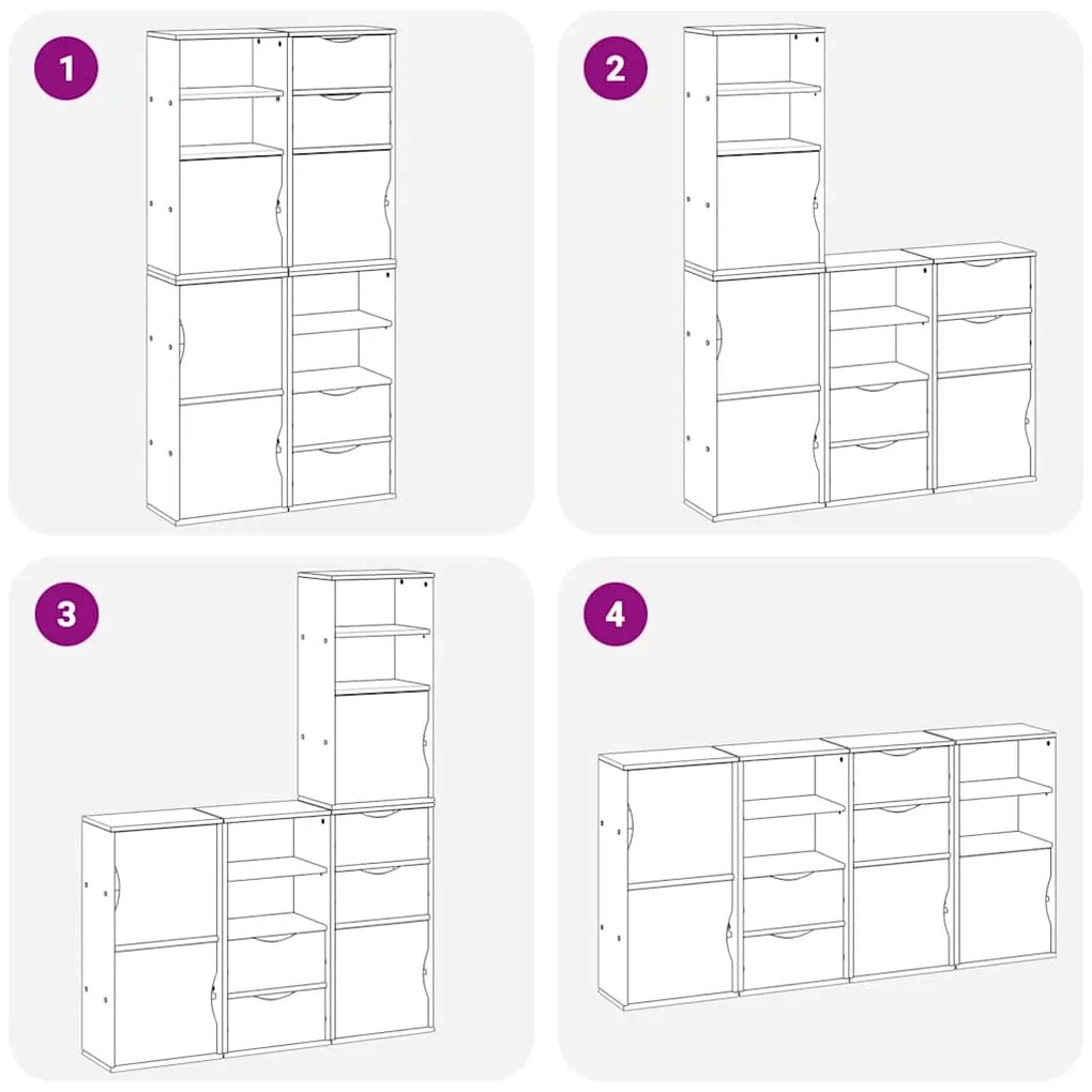 Móveis de apoio 4 pcs ODDA 40x24x79 cm pinho de madeira maciça