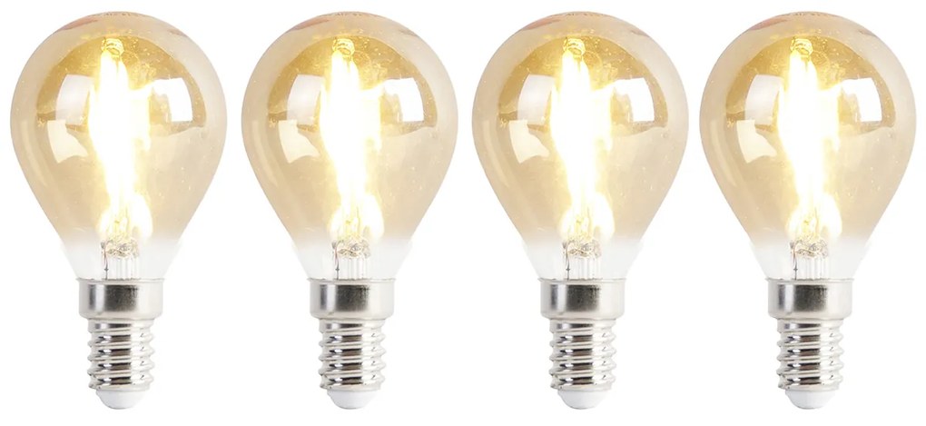 Conjunto de 4 Lâmpadas LED E14 P45 Dourado 2W 180lm 2100K