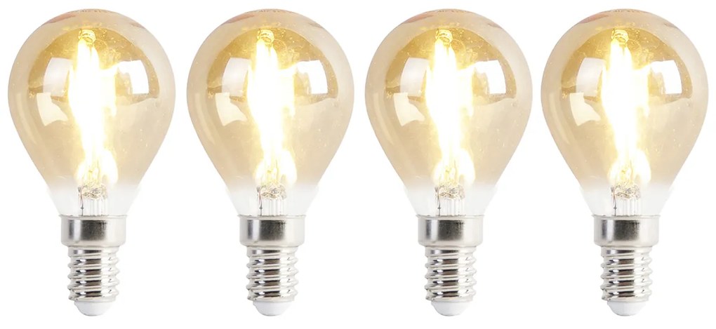Conjunto de 4 lâmpadas LED E14 P45 ouro 2W 180 lm 2100K