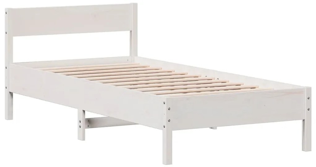 Cama sem colchão 90x200 cm madeira de pinho maciça branco