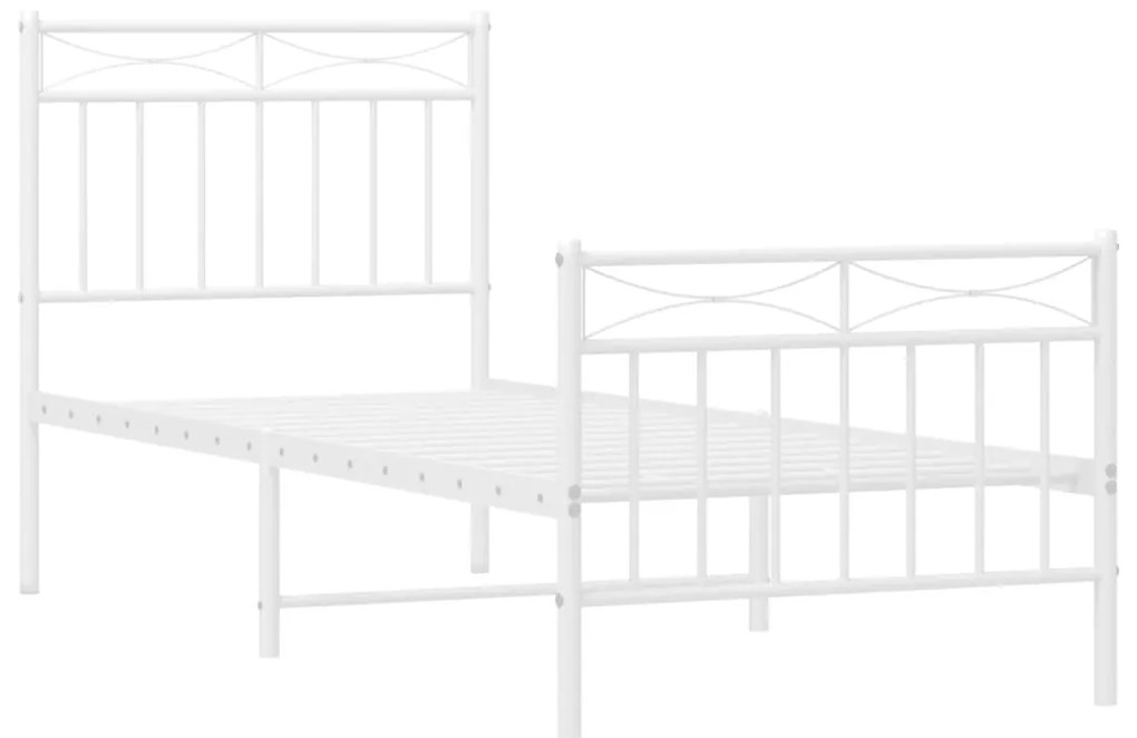 Estrutura de cama com cabeceira e pés 80x200 cm metal branco