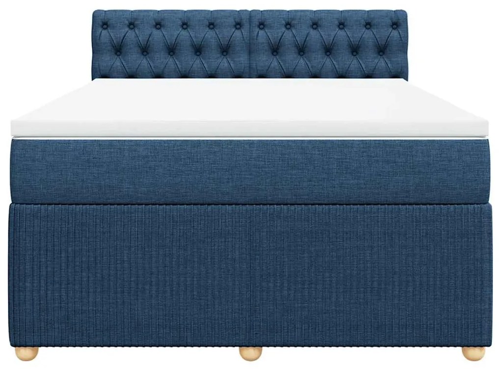 Cama com molas/colchão 160x200 cm tecido azul