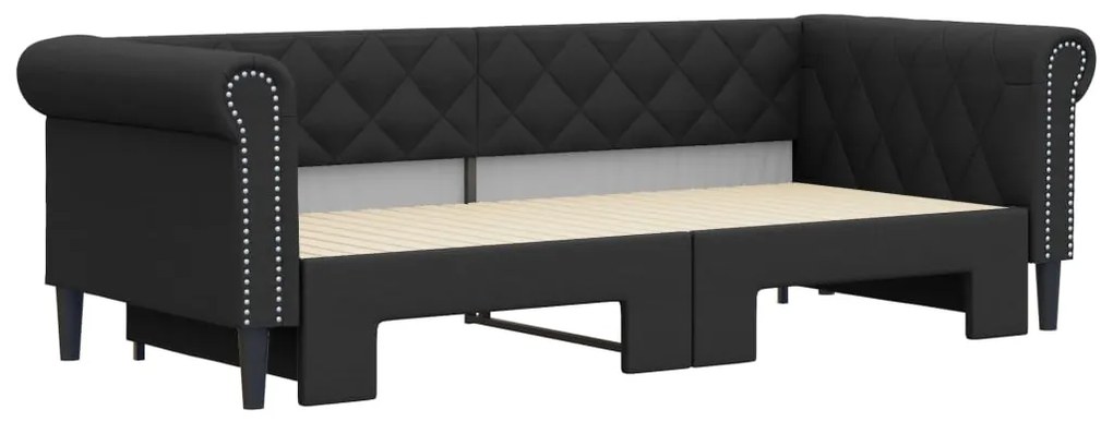Sofá-cama com gavetão 90x200 cm couro artificial preto
