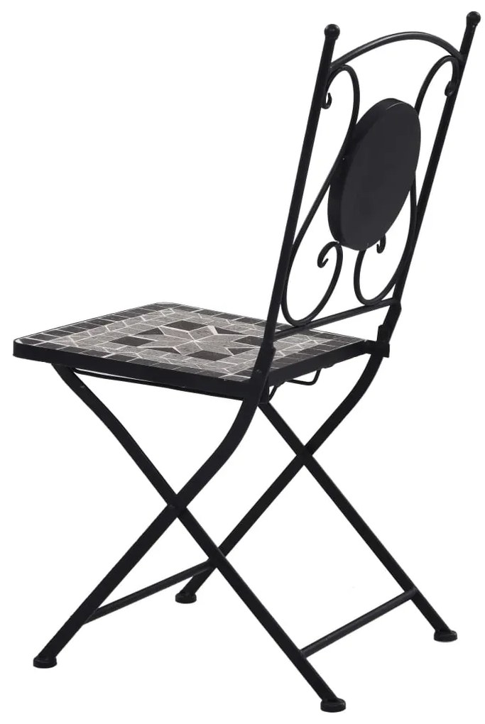 3 pcs conjunto bistro em mosaico azulejos de cerâmica cinzento