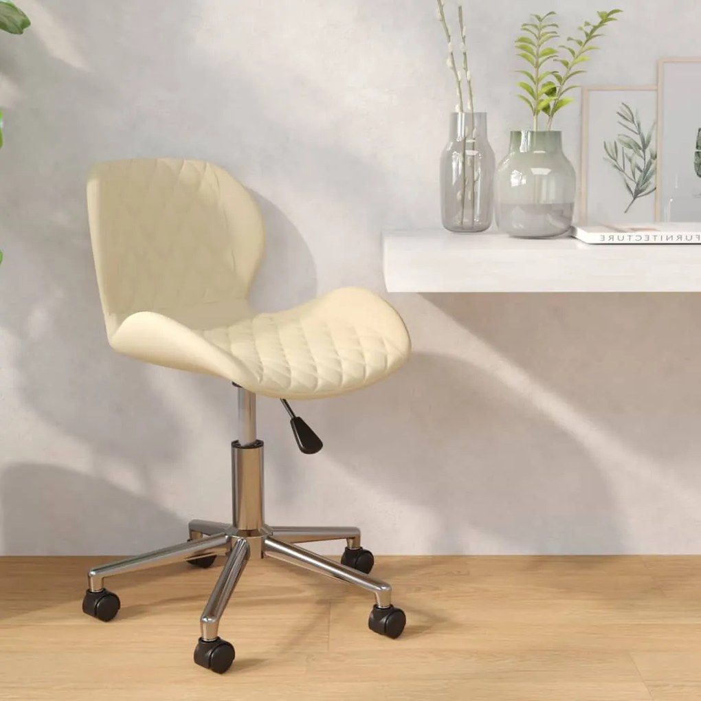 vidaXL Cadeira de jantar giratória veludo cor creme
