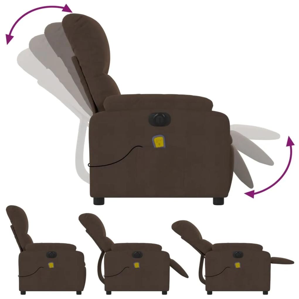 Poltrona de massagens reclinável elétrica microfibra castanho