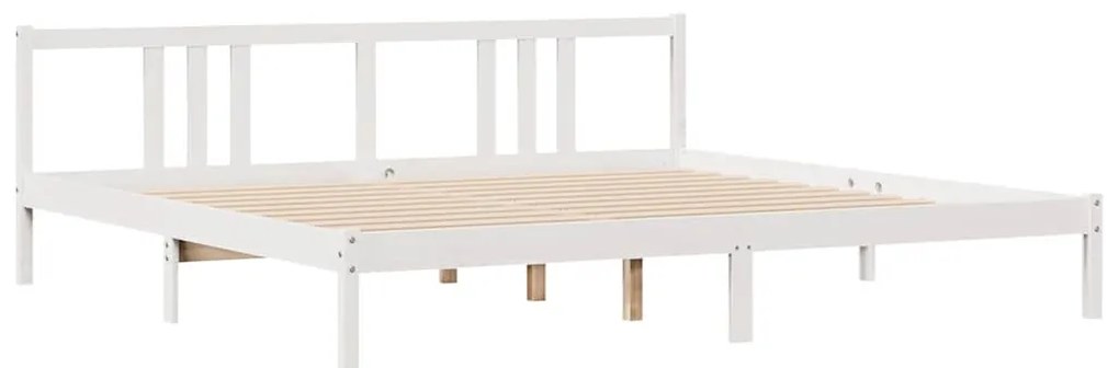 Cama sem colchão 200x200 cm madeira de pinho maciça branco
