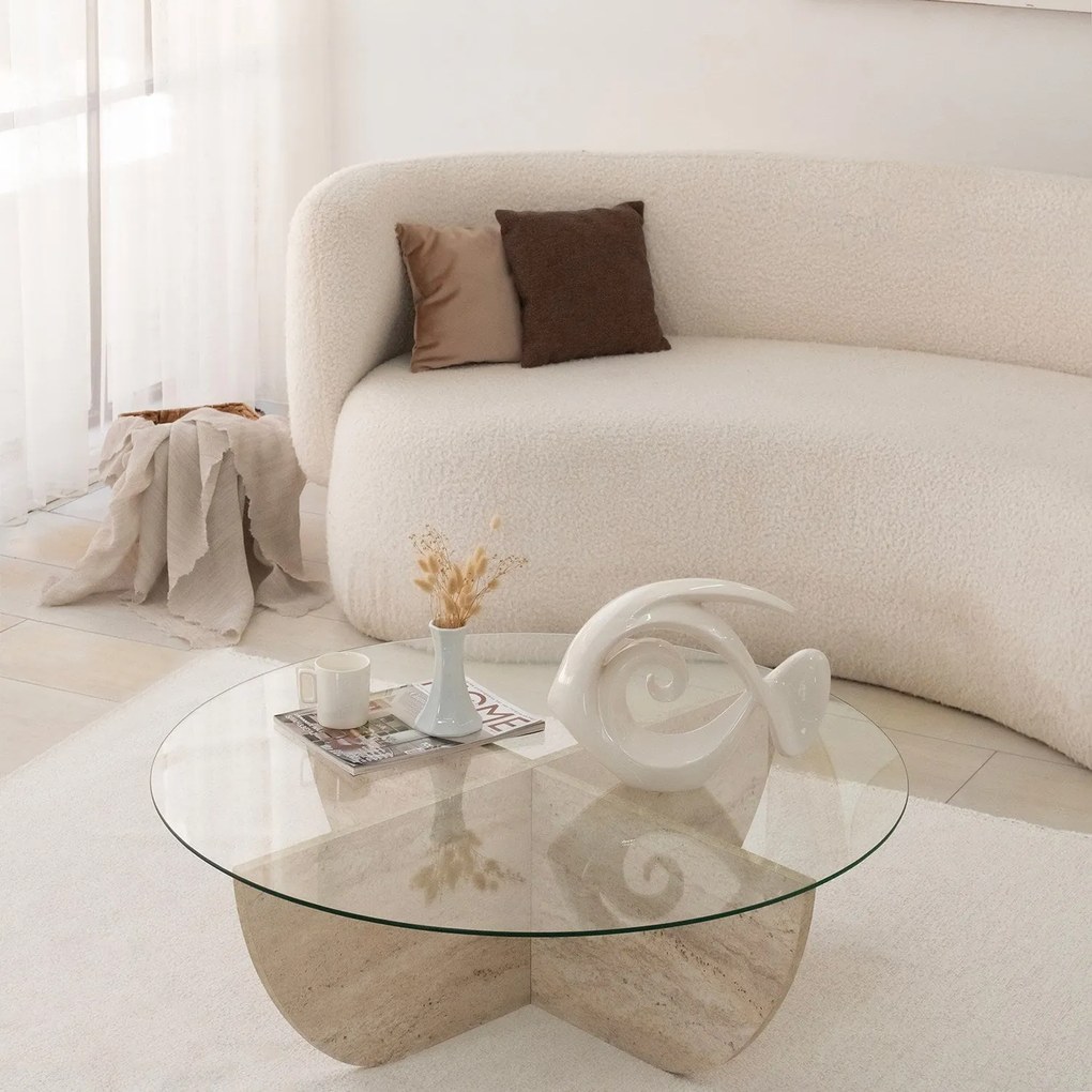 Mesa de Centro Lily – Travertino – Diâmetro 90 cm Altura 30 cm
