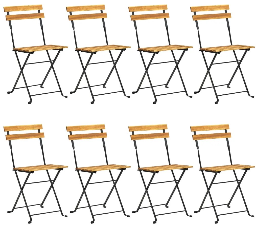 9 pcs conjunto de jantar dobrável p/ exterior acácia maciça