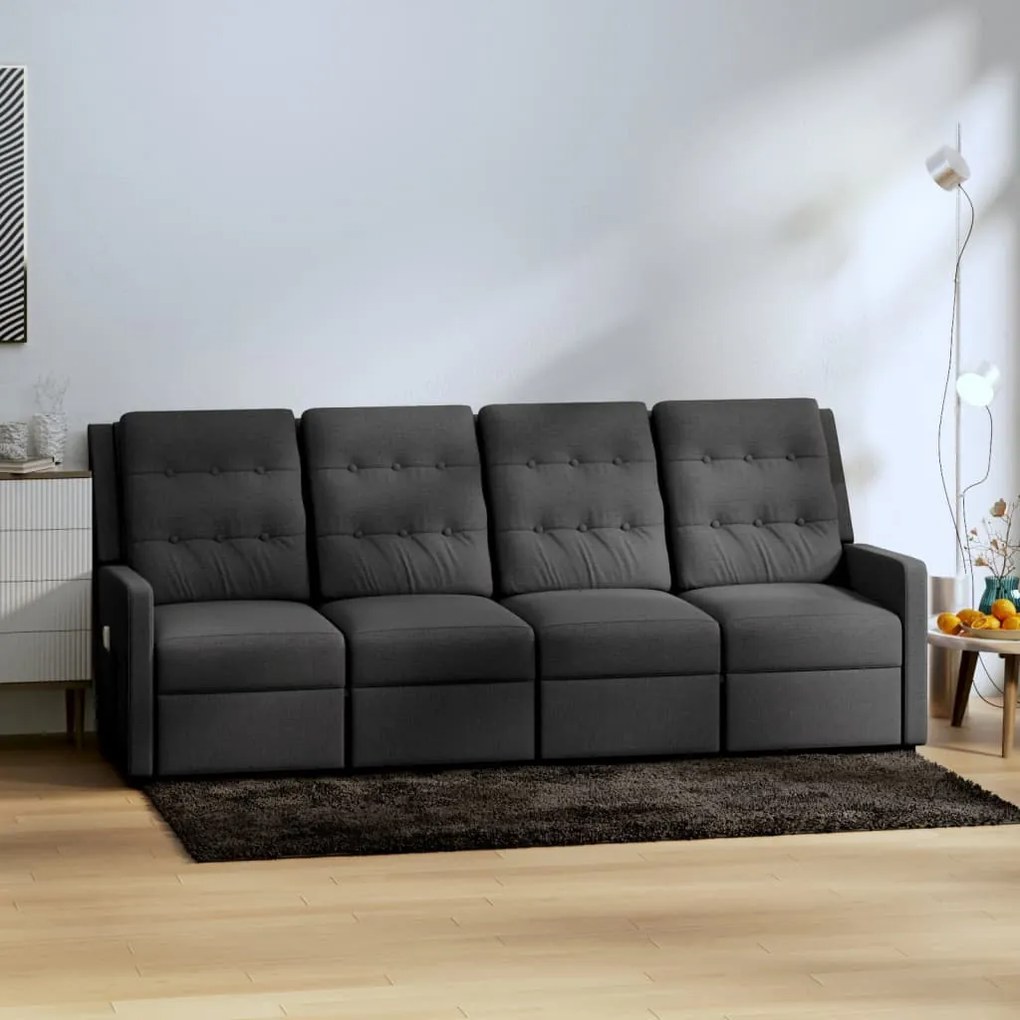 vidaXL Sofá de massagens reclinável 4 lugares tecido cinzento-escuro