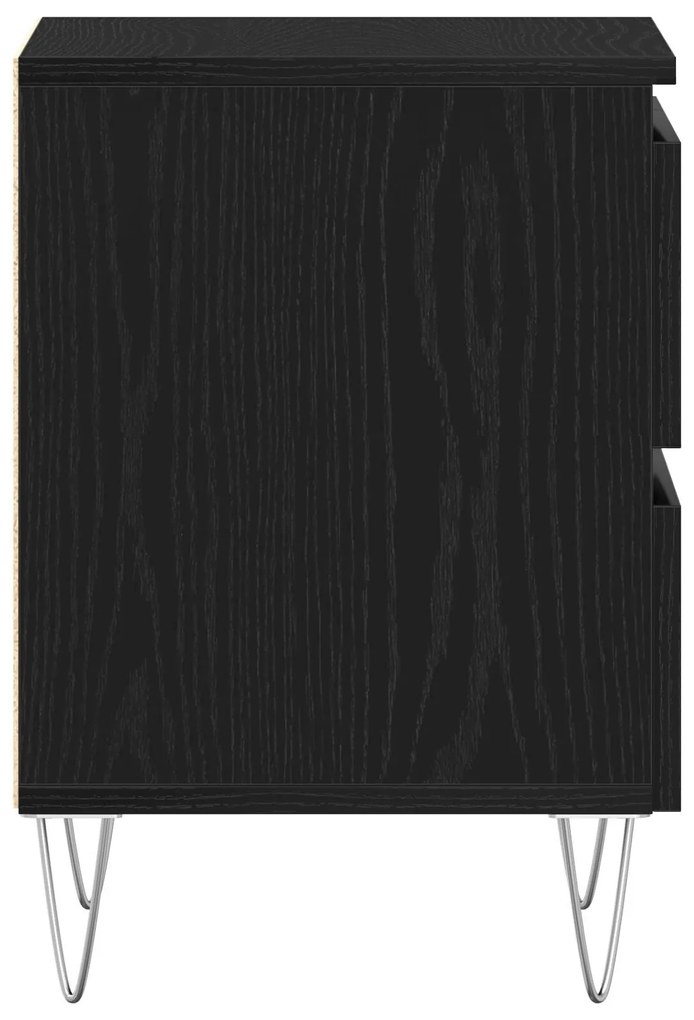 Mesa de cabeceira vidaXL Preto Carvalho 40x35x50 cm Madeira de engenha