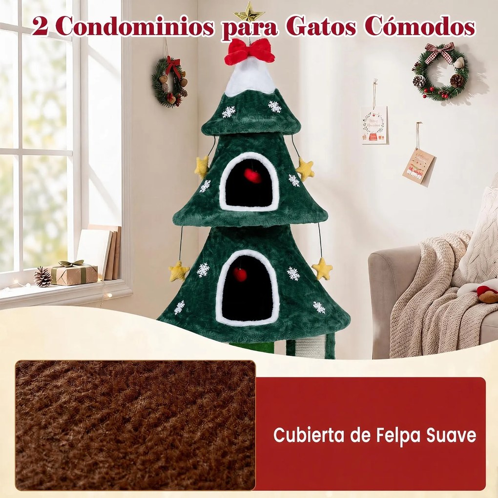 Árvore para Gatos, 60 x 60 x 137,5 cm, Design Natalício, Verde