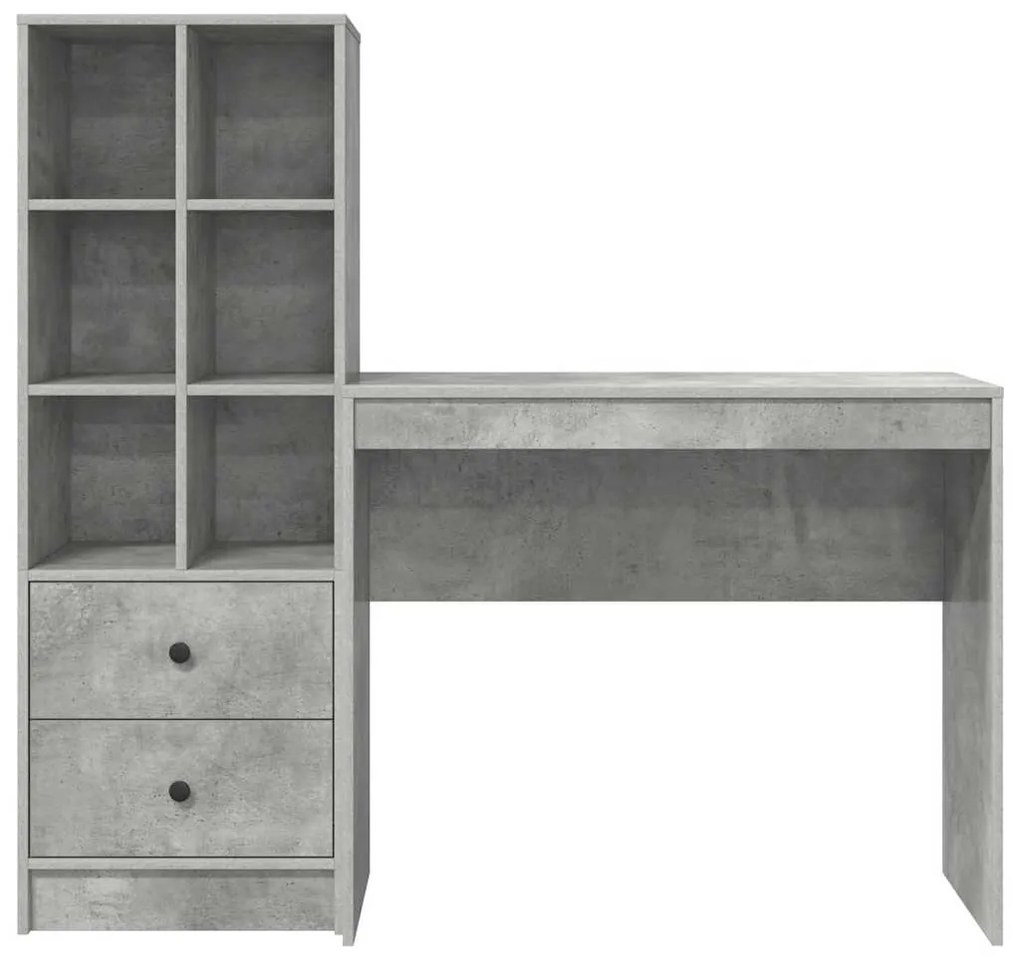 Mesa com Armazenamento Cinza Concreto Madeira Derivada
