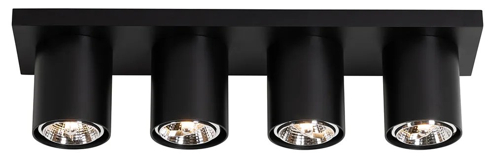 Foco de teto moderno preto 4 luzes - Tubo Moderno