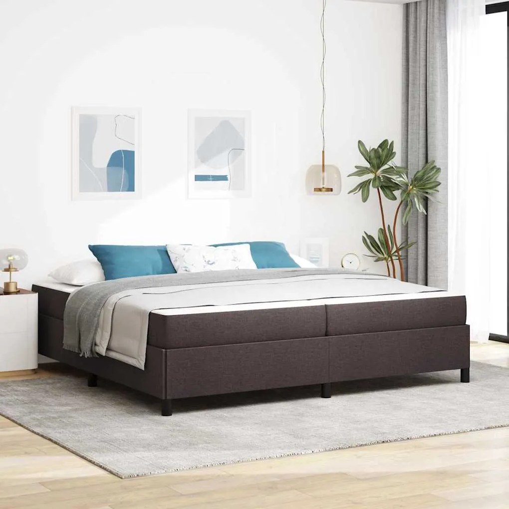 vidaXL Cama Box Marrom Escuro 200 x 200 cm tecido