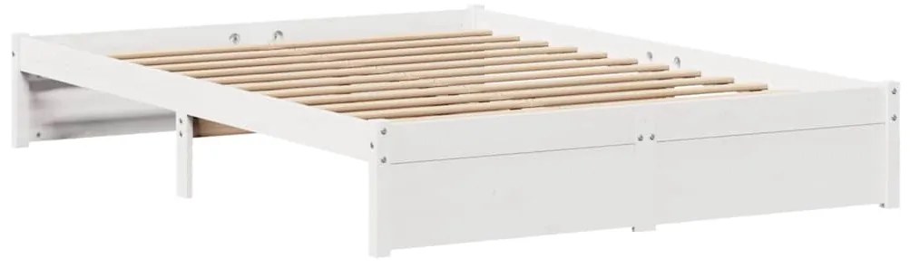 Cama sem colchão 140x200 cm madeira de pinho maciça branco