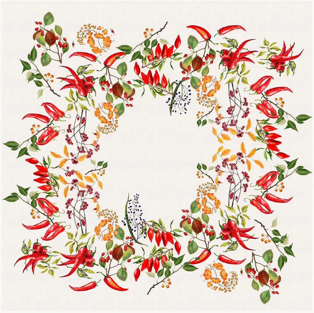 Toalha de mesa em linho lavado Piments