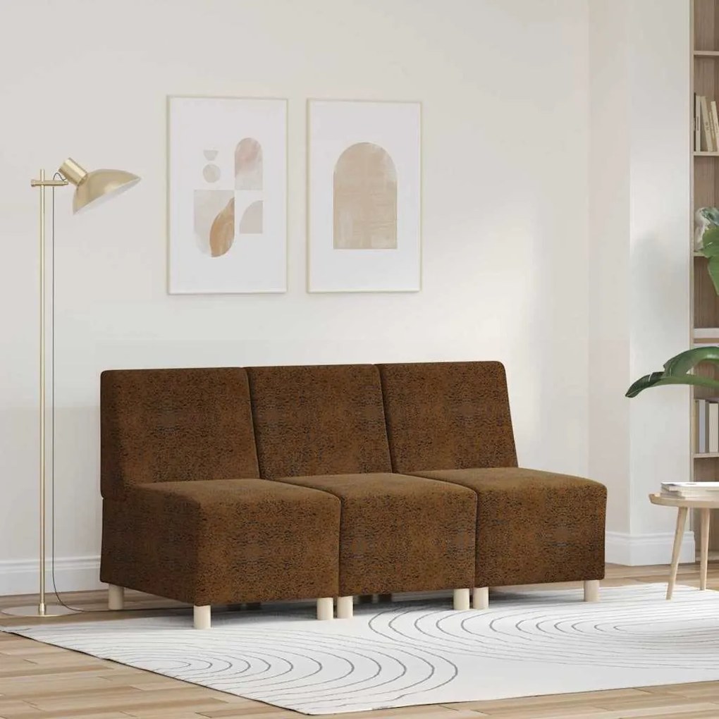 vidaXL Cadeira Sofa 3 pcs Castanho 55 x 74 x 82 cm